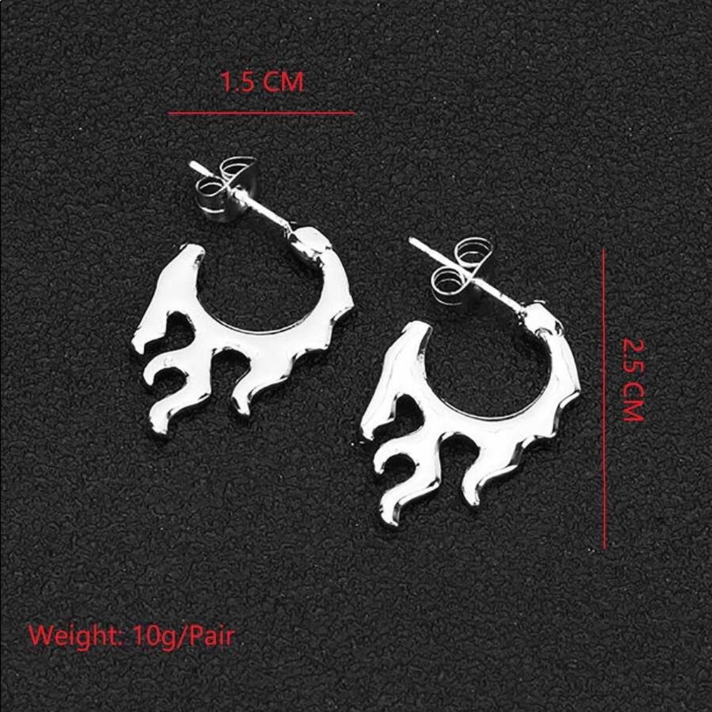 π₯ONE LEFTπ₯Menβs Liquid Fire Stainless Steel Ear Hugger Earrings - Picture 2 of 2